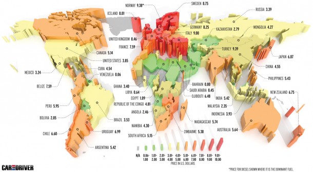 Precio combustible uno de los 10 mapas útiles